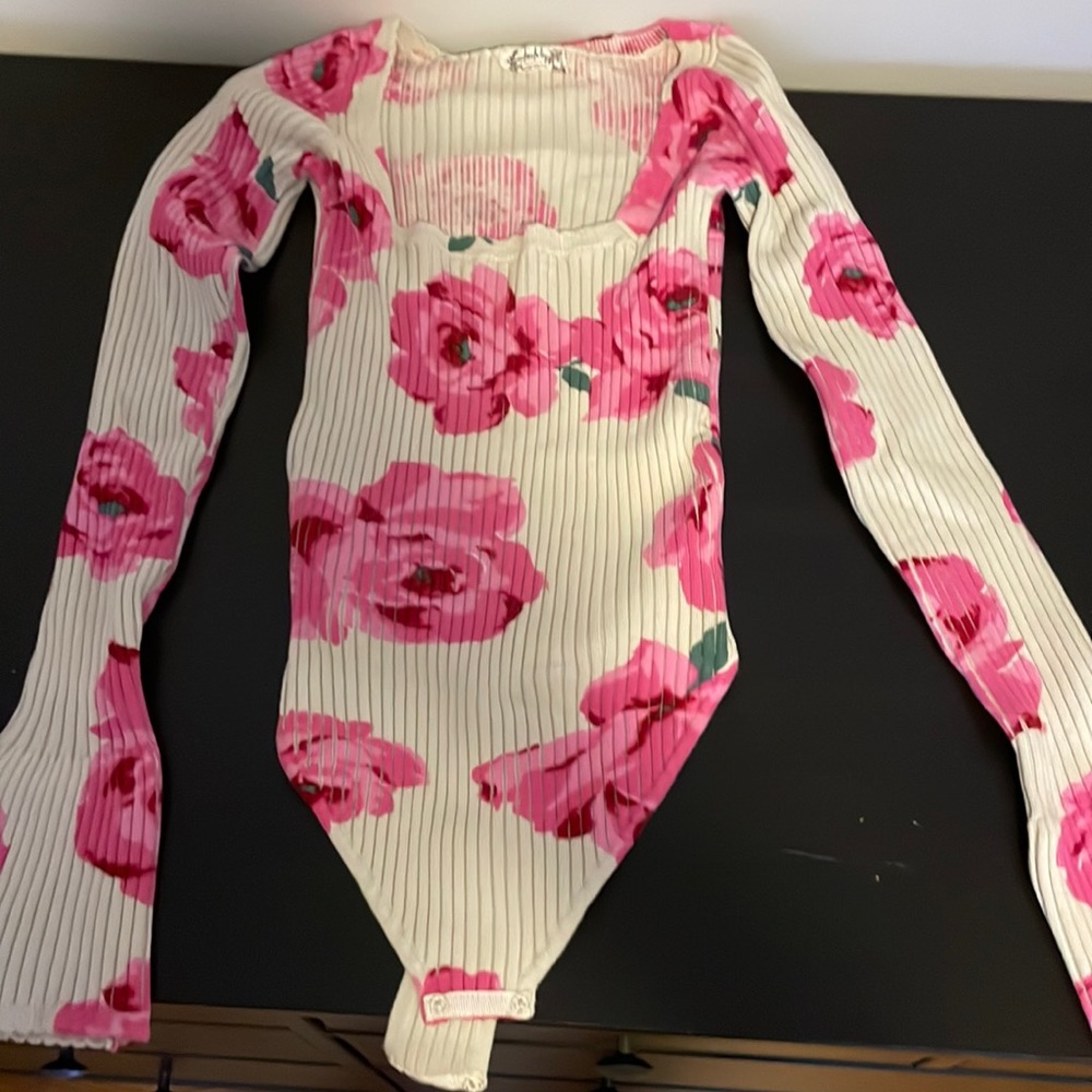 Floral long bell sleeve bodysuit